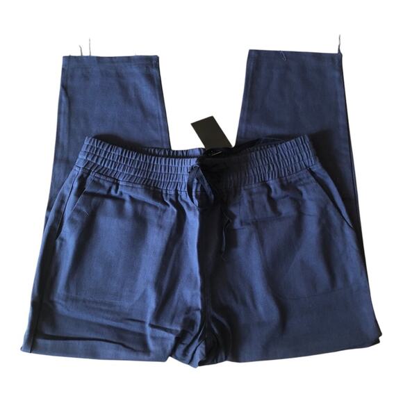 Area Stars NWT Women’s Navy Blue Ali Cropped Drawstring Cut Hem Pants Large - Picture 5 of 16